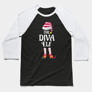 The Diva Christmas Elf Matching Pajama PJ Family Party Gift Baseball T-Shirt